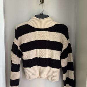Altar'd State Black and Cream Cowl Neck Sweater